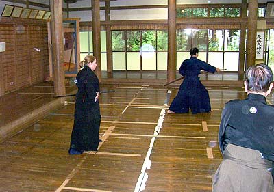 Performing iaido at the shrine demo. Photo by Peter Boylan.