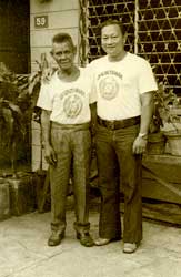 Balintakaw arnis founder, Venancio "Anciong" Bacon, with Master Johnny Chiuten